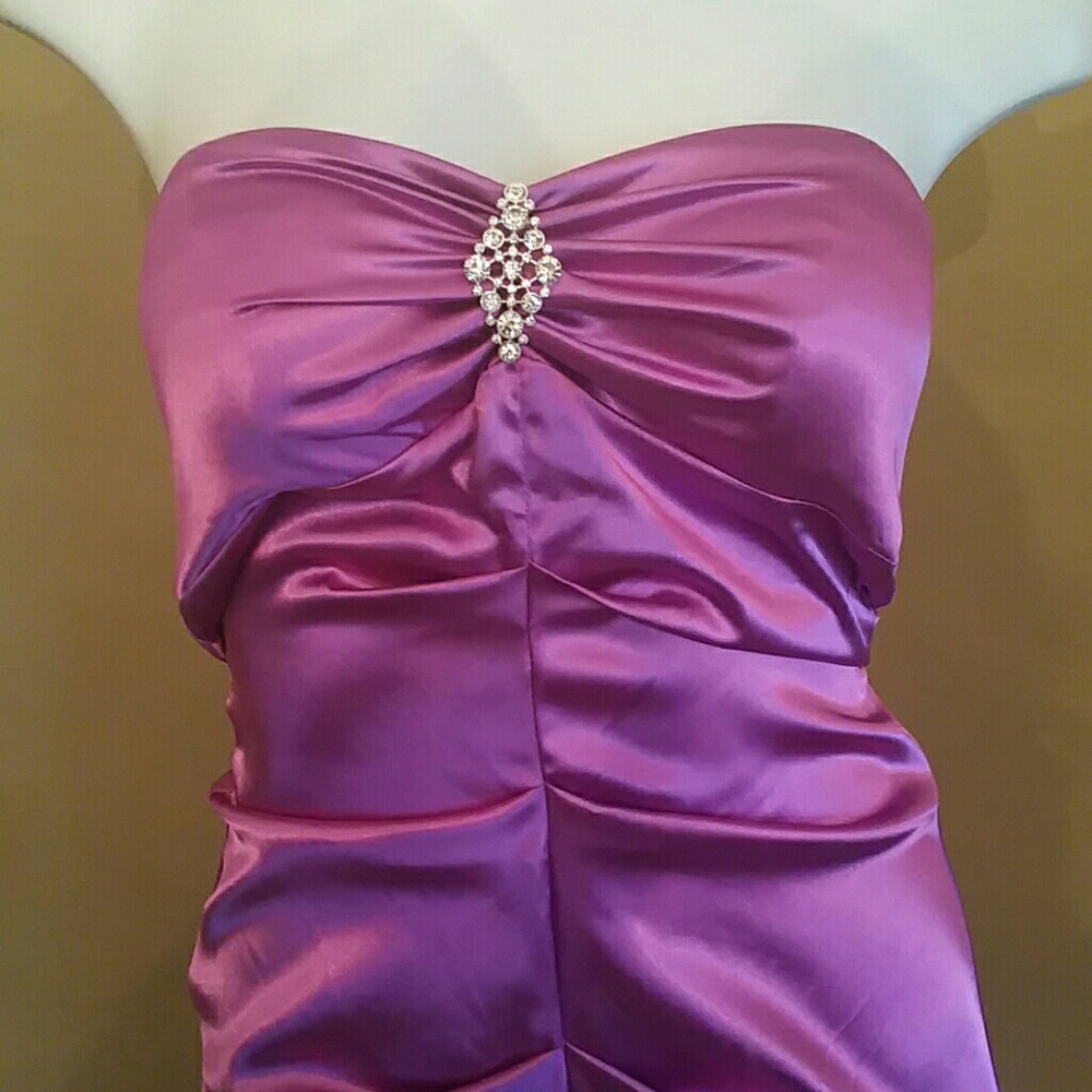 Long purple satin prom dress